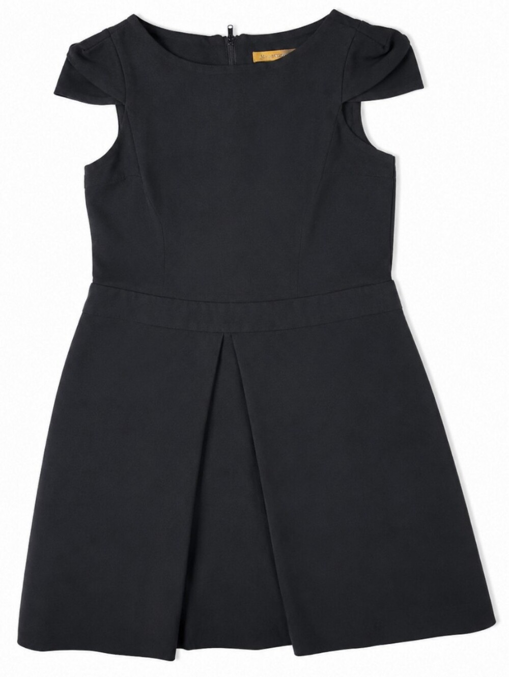 Alice + Olivia Black Wool Blend Fit & Flare Cap Sleeve Dress Size 4 Pleated